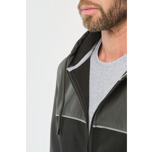 Chaqueta felpa bicolor con capucha y cremallera ecorresponsable unisex