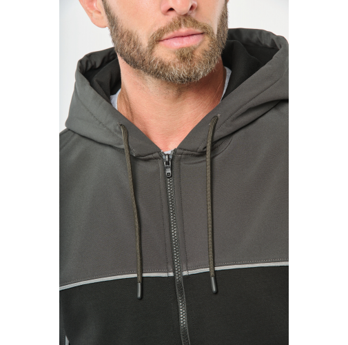 Chaqueta felpa bicolor con capucha y cremallera ecorresponsable unisex