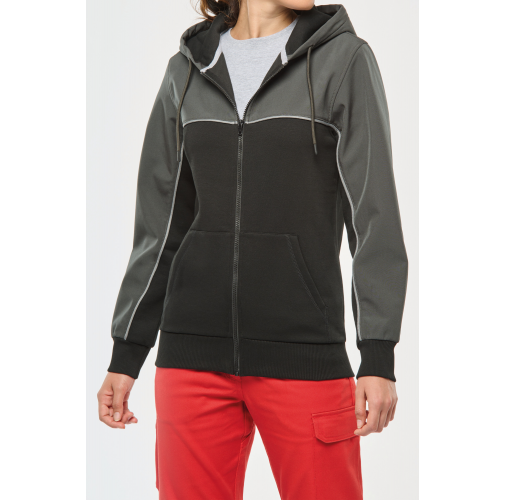Chaqueta felpa bicolor con capucha y cremallera ecorresponsable unisex
