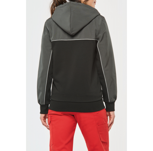 Chaqueta felpa bicolor con capucha y cremallera ecorresponsable unisex