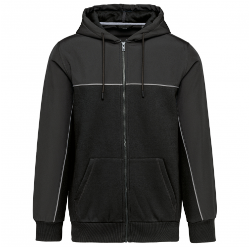 black / dark grey Chaqueta felpa bicolor con capucha y cremallera ecorresponsable unisex