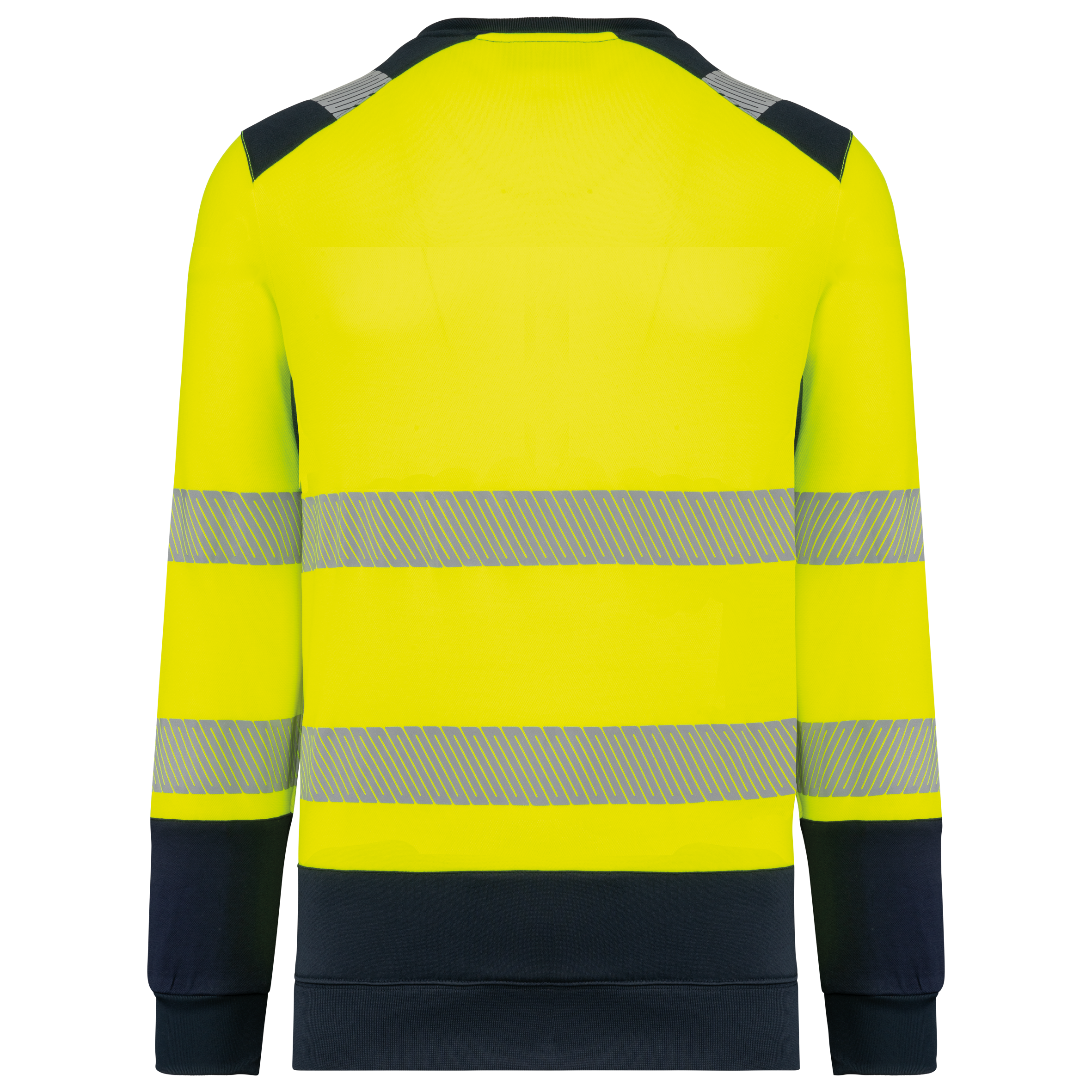 hi viz orange / navy Sudadera de seguridad reciclada cuello redondo unisex