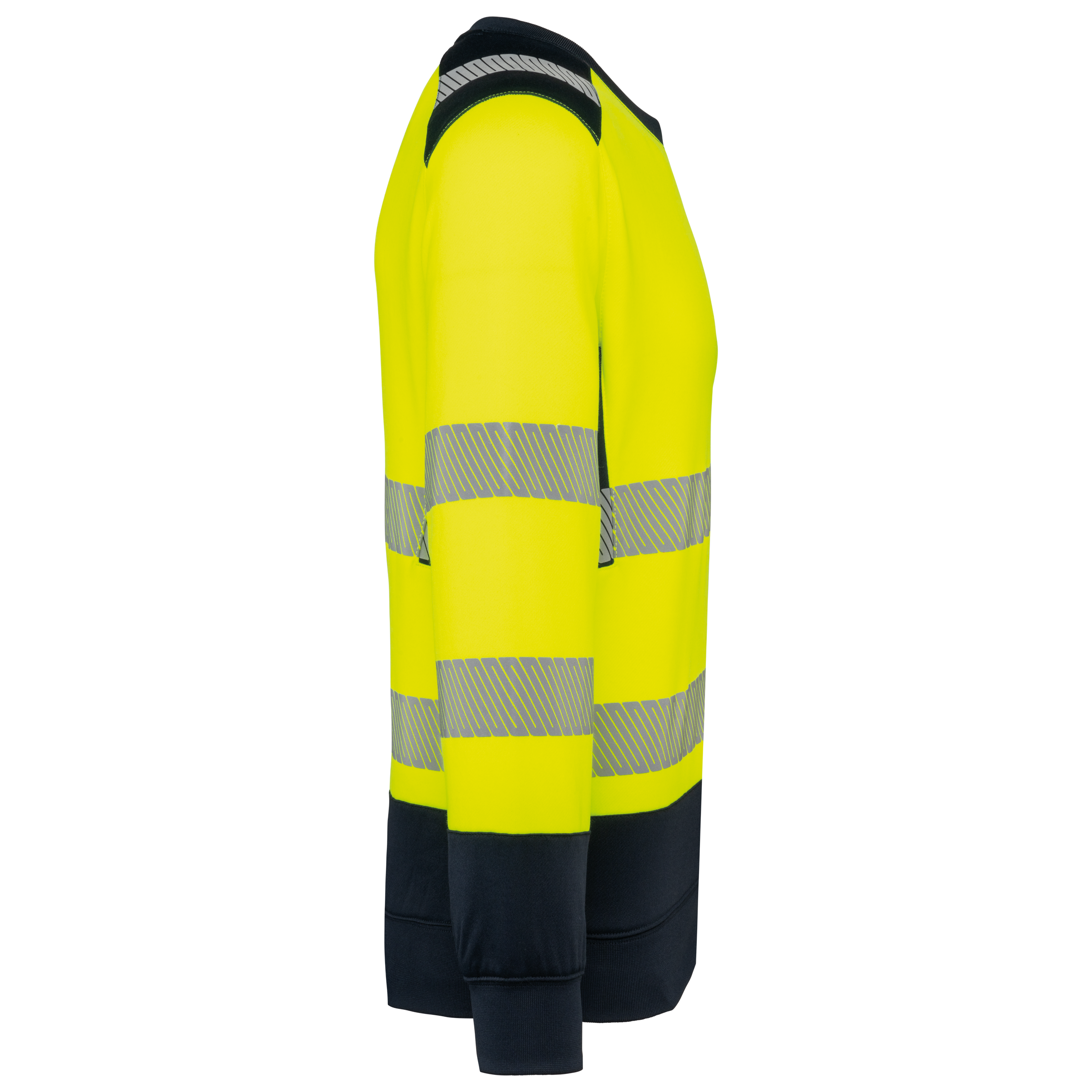 hi viz orange / navy Sudadera de seguridad reciclada cuello redondo unisex