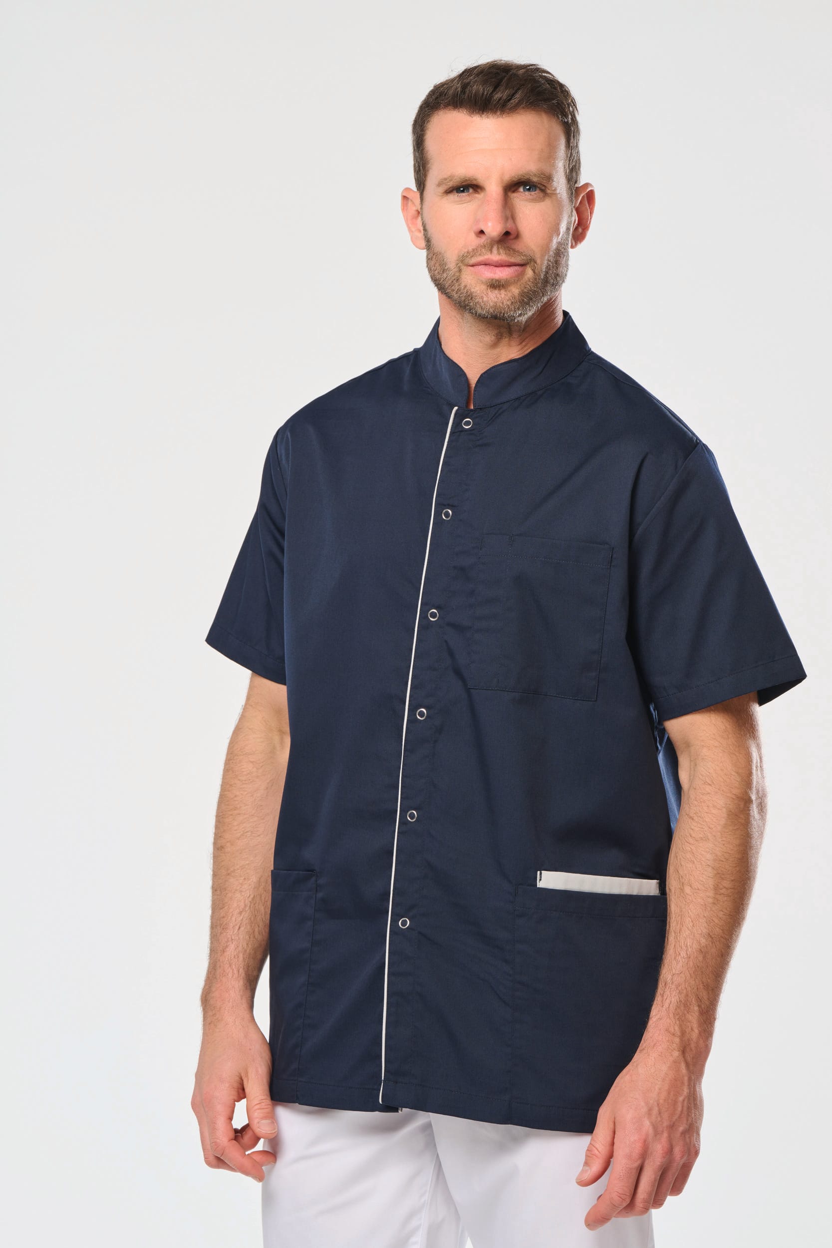 Blusa polialgodón con botones a presión hombre