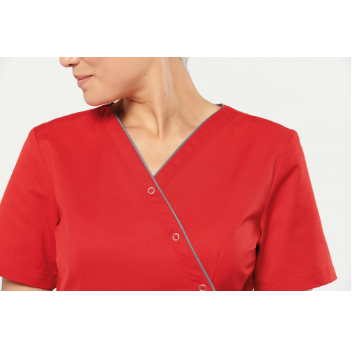 Blusa polialgodón con botones a presión mujer