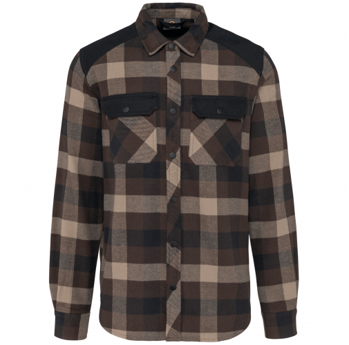 chocolate / dark beige checked / black Camisa a cuadros con bolsillos