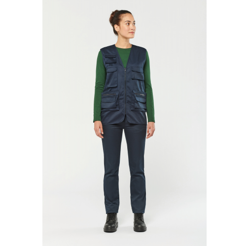 Chaleco polialgodón multibolsillos con forro - Unisex
