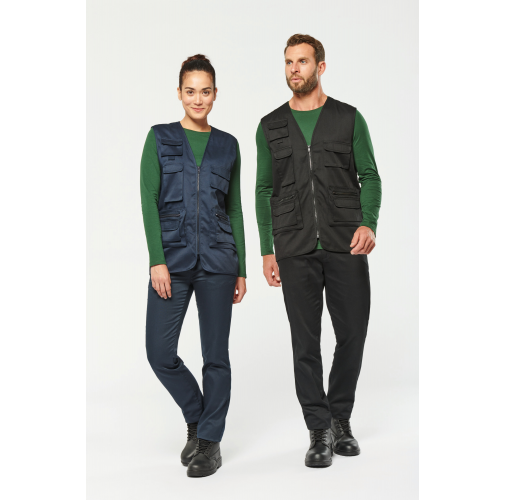 Chaleco polialgodón multibolsillos con forro - Unisex