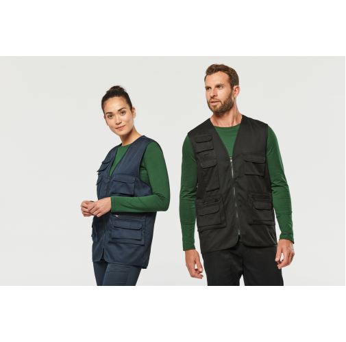 Chaleco polialgodón multibolsillos con forro - Unisex