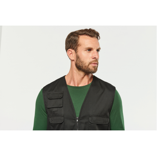 Chaleco polialgodón multibolsillos con forro - Unisex