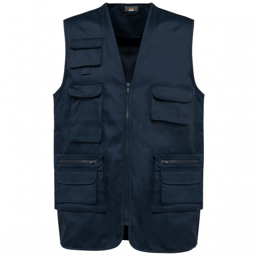 navy Chaleco polialgodón multibolsillos con forro - Unisex