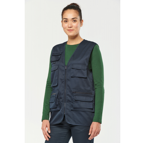 Chaleco polialgodón multibolsillos con forro - Unisex