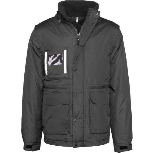 black Parka workwear con mangas amovibles