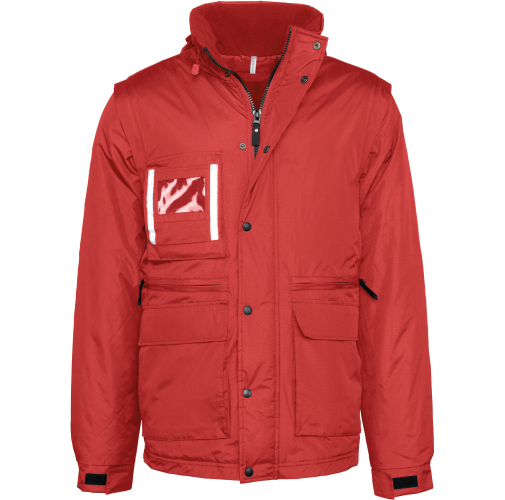 red Parka workwear con mangas amovibles