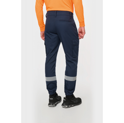 Pantalón cargo unisex con bajo elástico y tira reflectante