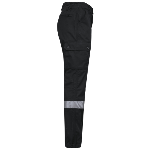 black Pantalón cargo unisex con bajo elástico y tira reflectante