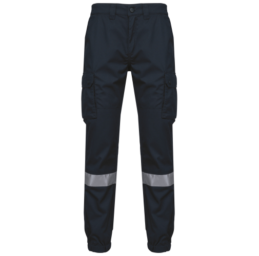 navy Pantalón cargo unisex con bajo elástico y tira reflectante