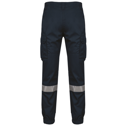 navy Pantalón cargo unisex con bajo elástico y tira reflectante