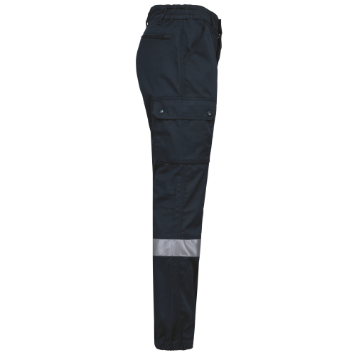 navy Pantalón cargo unisex con bajo elástico y tira reflectante