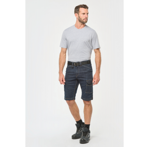 Bermuda denim multibolsillos hombre