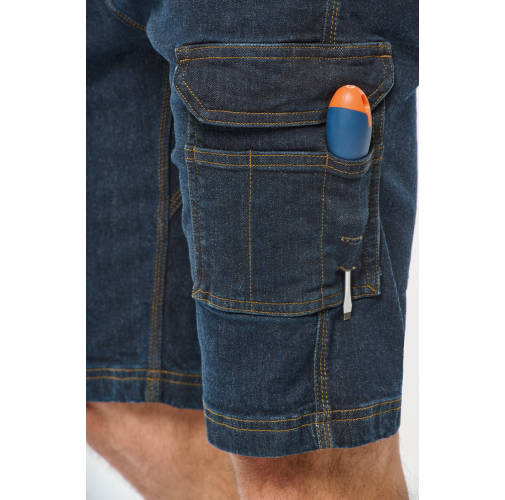 Bermuda denim multibolsillos hombre