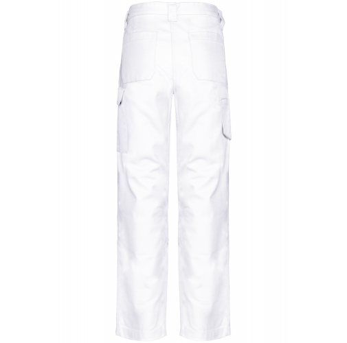 white Pantalón de trabajo multibolsillos mujer