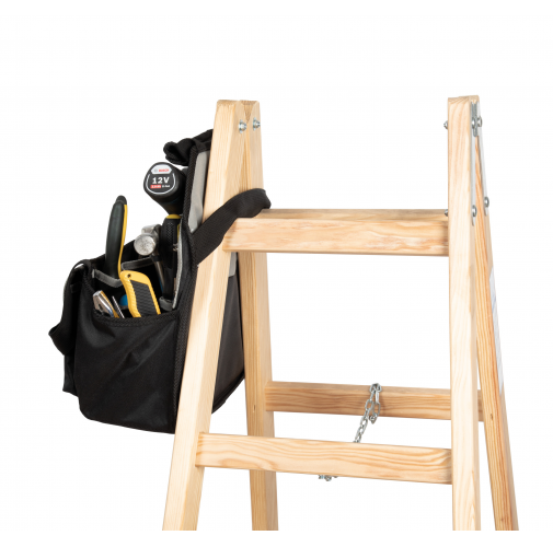 Bolsa de herramientas adaptable a escaleras portátiles