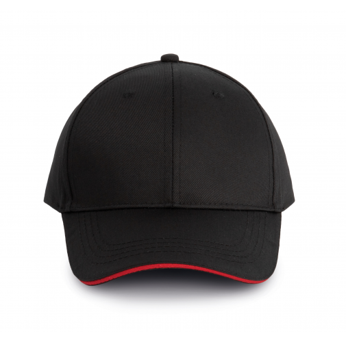 black / red Gorra sandwich contrastado 6 paneles - Certificado OEKO-TEX® STANDARD 100
