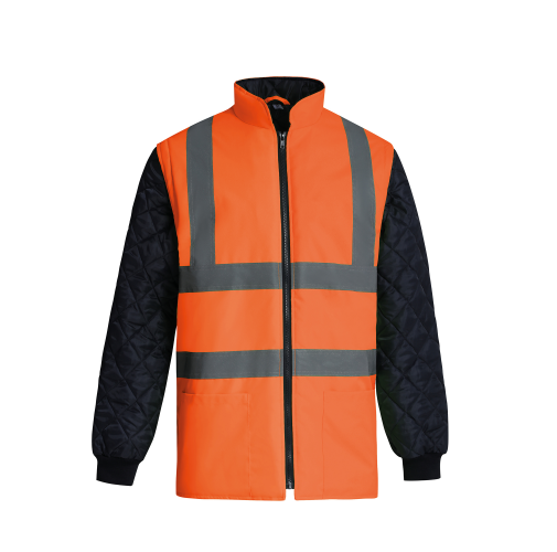 hi vis orange / navy Chaqueta Alta Visibilidad acolchada mangas extraíbles