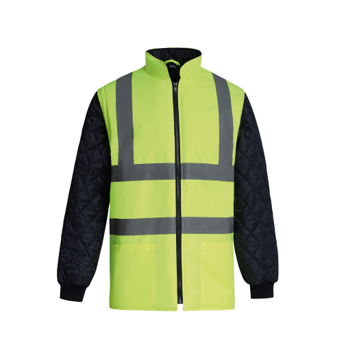 hi vis yellow / navy Chaqueta Alta Visibilidad acolchada mangas extraíbles