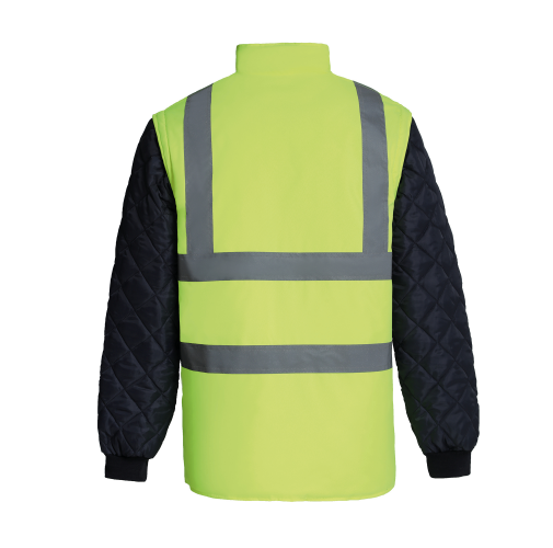 hi vis yellow / navy Chaqueta Alta Visibilidad acolchada mangas extraíbles