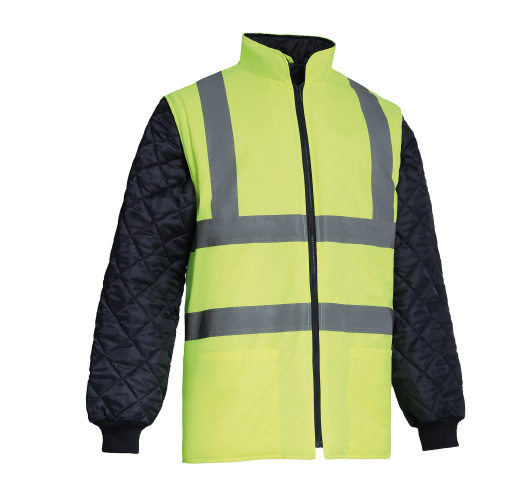 hi vis yellow / navy Chaqueta Alta Visibilidad acolchada mangas extraíbles