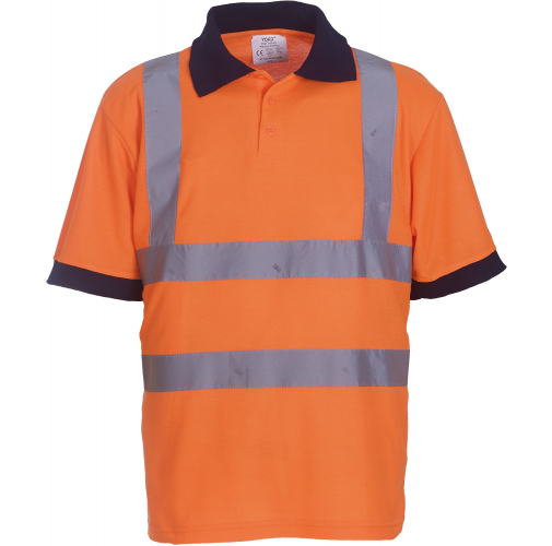 hi vis orange Polo Alta Visibilidad manga corta