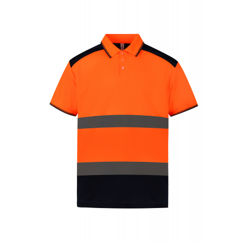 hi vis orange / navy Polo Alta Visibilidad Bicolor