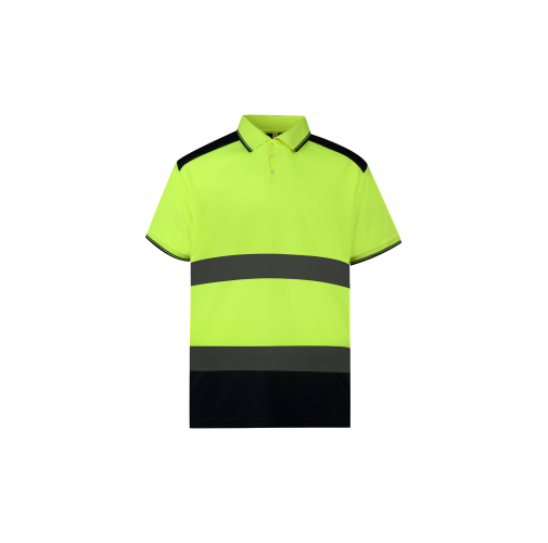 hi vis yellow / navy Polo Alta Visibilidad Bicolor