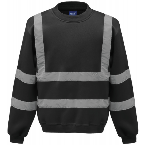 black Sudadera Alta Visibilidad cuello redondo