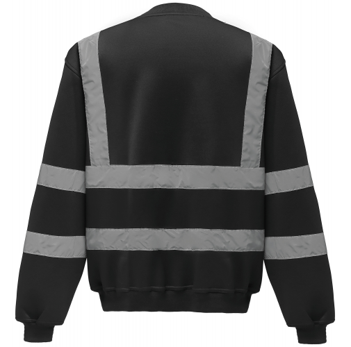 black Sudadera Alta Visibilidad cuello redondo