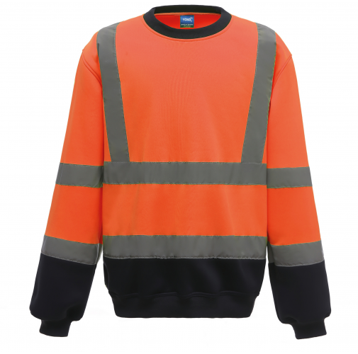 hi vis orange / navy Sudadera Alta Visibilidad cuello redondo