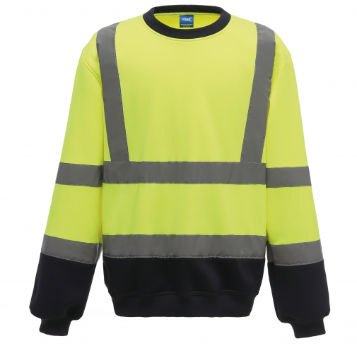 hi vis yellow / navy Sudadera Alta Visibilidad cuello redondo