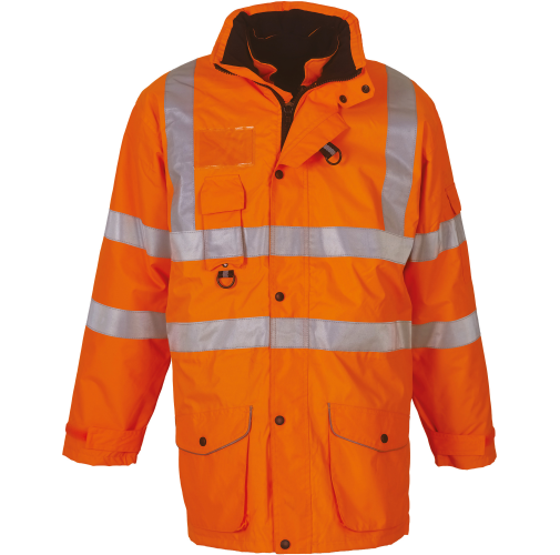 hi vis orange Parka de seguridad Alta Visibilidad 7 en 1