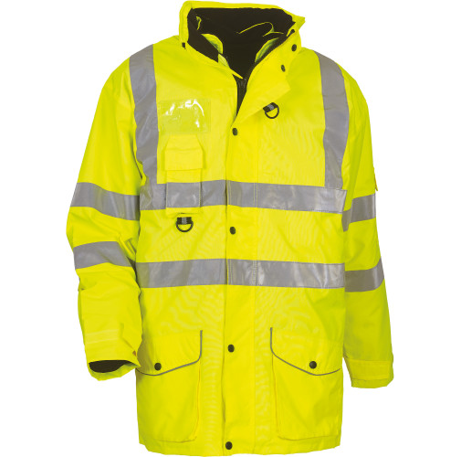 hi vis yellow Parka de seguridad Alta Visibilidad 7 en 1