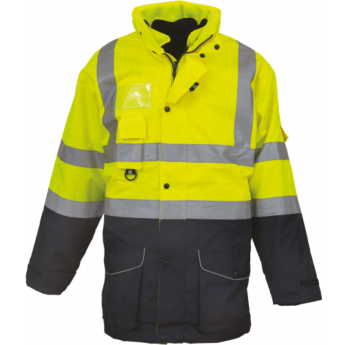 hi vis yellow / navy Parka de seguridad Alta Visibilidad 7 en 1