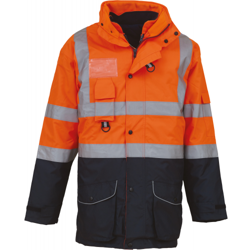hi vis orange / navy Parka de seguridad Alta Visibilidad 7 en 1