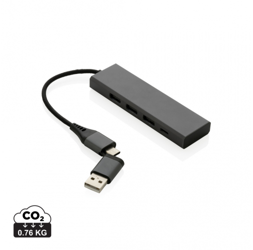 Hub Terra de aluminio reciclado  RCS con 3 puertos USB