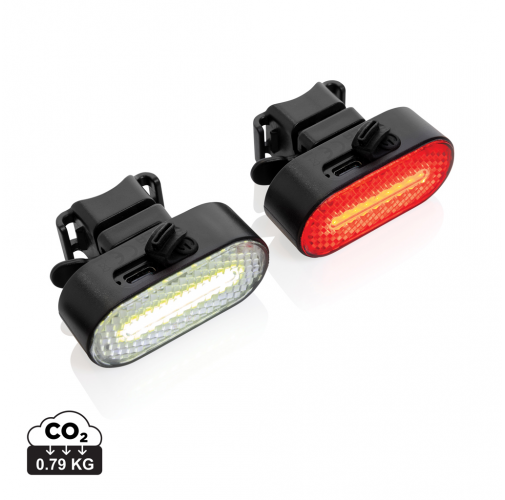 Set luces bicicleta recargables USB plástico reciclado RCS