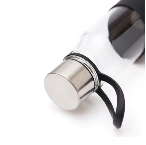 negro VINGA Botella de agaua de vidrio Lean