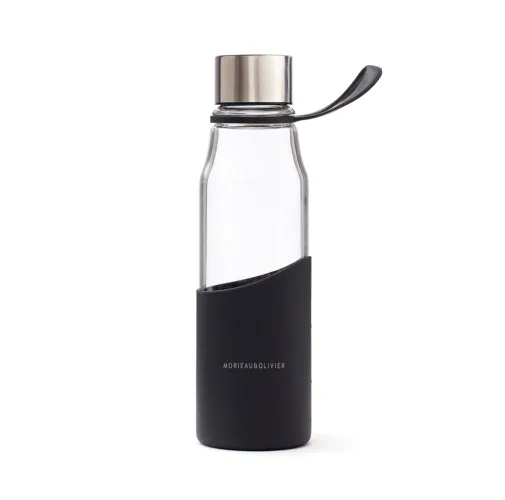 negro VINGA Botella de agaua de vidrio Lean