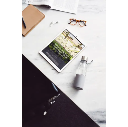 gris VINGA Botella de agaua de vidrio Lean