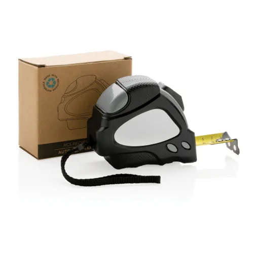 negro Flexómetro auto stop RCS plástico reciclado 8M/25mm