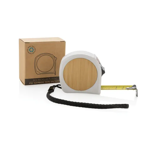 blanco Flexómetro de bambú de plástico reciclado RCS 5M/19mm